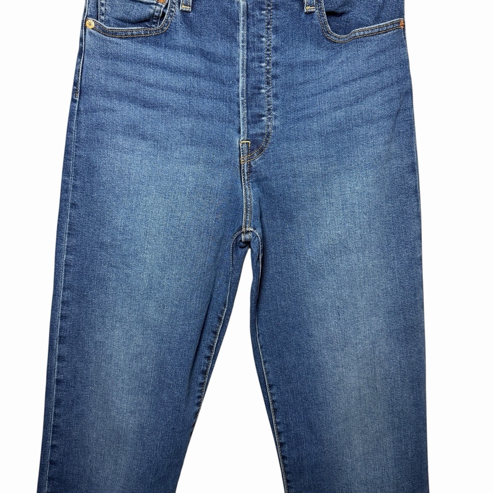 Levi's Womens Ribcage Straight Jeans 31 High Rise Button Fly Blue Denim Classic - Picture 8 of 16